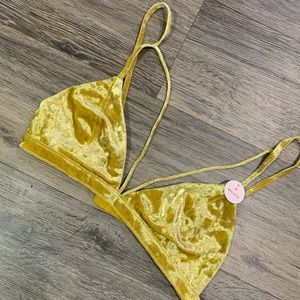 FOREVER21 Gold Velvet Strappy Bralette NWT